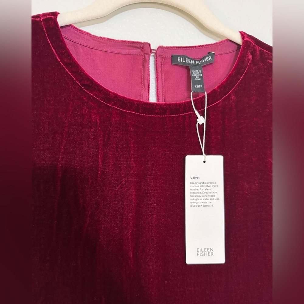* New * Eileen Fisher Velvet Crew Shift Neck Dress Long Sleeve - Picture 7 of 11